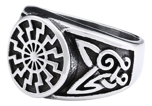 Anillo Color Plata Vikingo Nórdico Acero Inoxidable Hombre