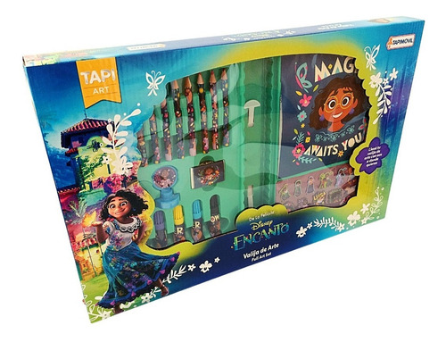 Imagen 2 de 9 de Valija De Arte Escolar C/ Stickers Estuche Disney Encanto Ed