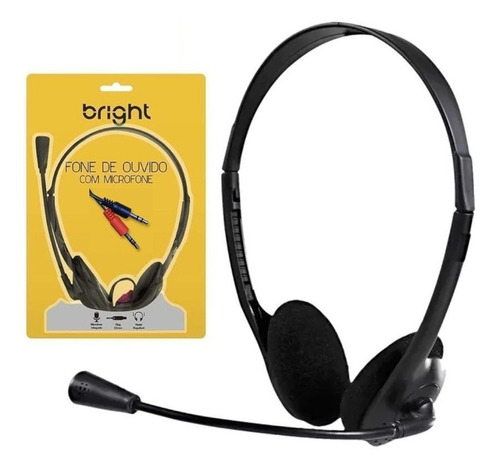 Fone Headset Office Com Microfone Flexível Preto 010 Bright