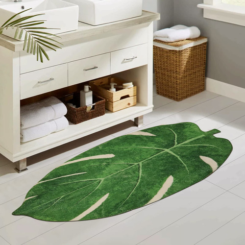 Staruia Alfombra Baño Forma Hoja 2 X 4.3 Pie Lavable Para