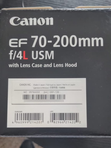 Imagen 4 de 5 de Lente Canon Zoom Lens Ef-s 70-200mm Nuevo