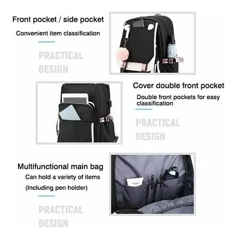 Mochila Coreana Casual Blackpink Mochila Coreana Casual Blackpink