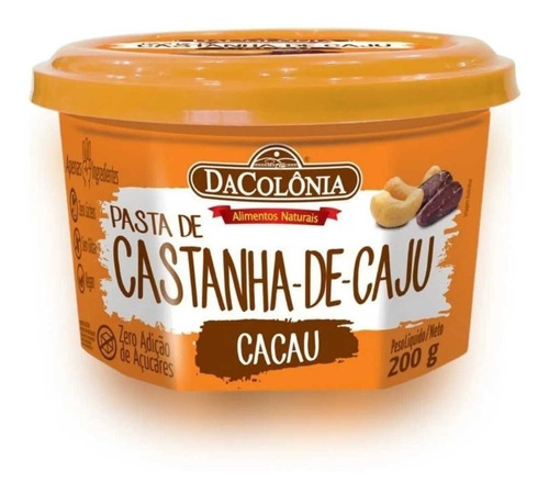 Pasta De Castanha De Caju Com Cacau Dacolônia 200g