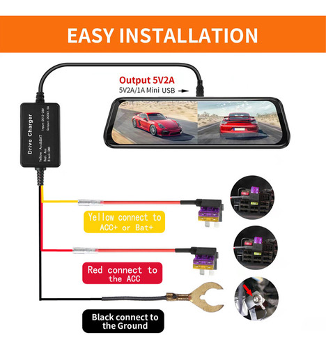 Kit De Cable Duro Mini Usb Para Cámara De Salpicadero, Alamb
