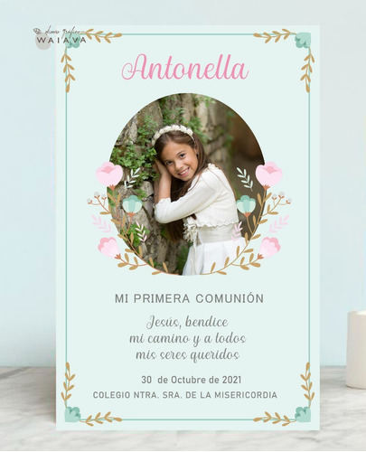Imagen 6 de 10 de Estampas Nenas Primera Comunión Rect. Con Foto X 3u