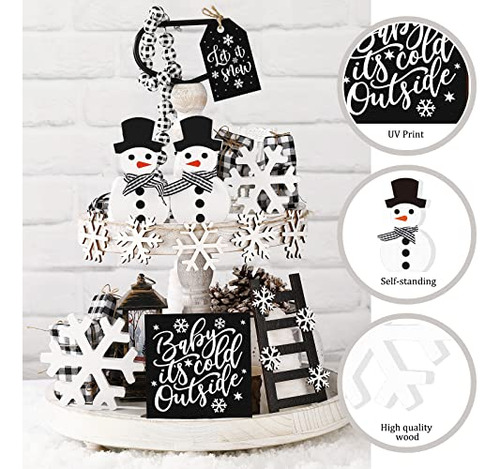 Conjunto De Decoración Navideña De Invierno Para Bandeja De