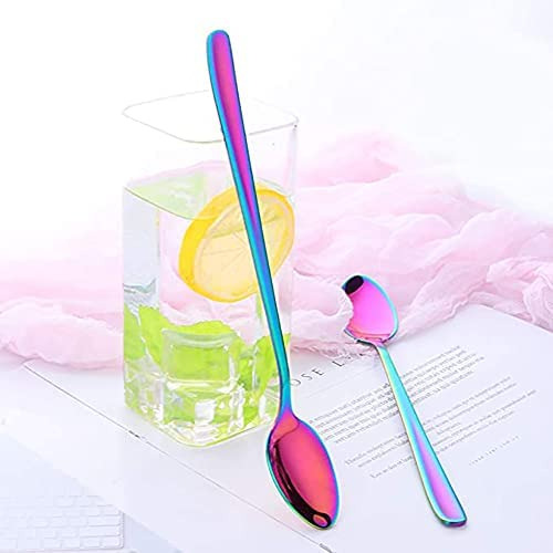 Jiayu Cuchara De Té Helado Con Mango Largo De 6 Piezas, Cuch