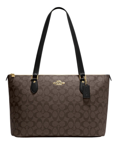 Bolsa Coach Original Gallery Tote Color Marrón Marrón Letras Oro Negro