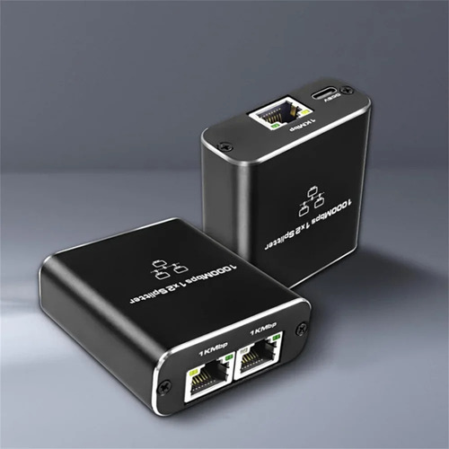 Adaptador Splitter Ethernet Rj45 1 Entrada E 2 Saidas 1gb/s Cor Preto