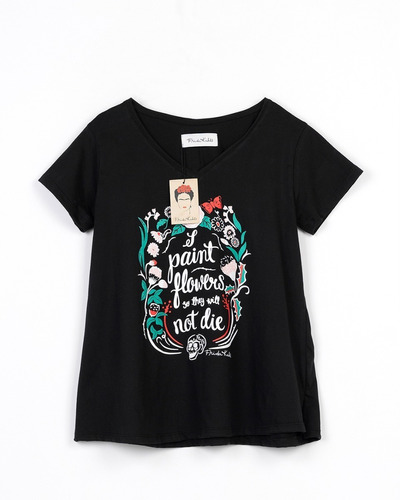 Remera Mujer Frida Kahlo Original Con Licencia Flowers Bk