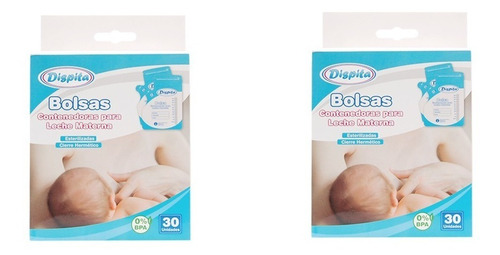 2 Pack Bolsas Contenedoras Para Leche Materna Dispita X30 Un