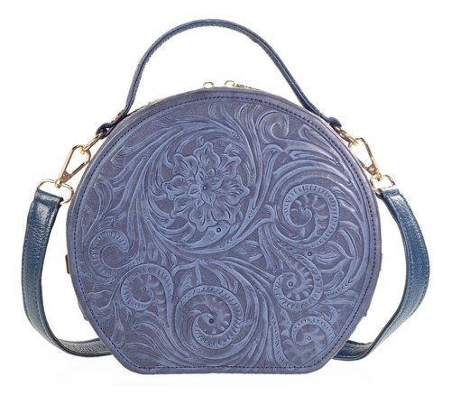 Imagen 4 de 7 de Bolsa D Piel Con Grabado Tipo Cincelado Crossbody Bolsa Dama