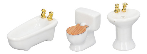 Juego De Baño En Miniatura Para Casa De Muñecas, 3 Piezas, S
