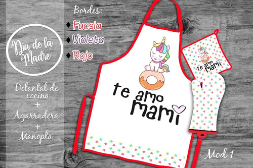 Manopla, Delantal Y Agarradera Personalizado Dia De La Madre