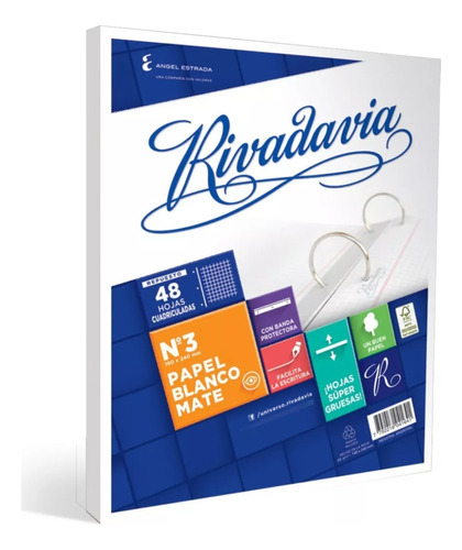 Repuesto De Hojas Rivadavia 48 Hojas Escolar N°3 Cuadriculas