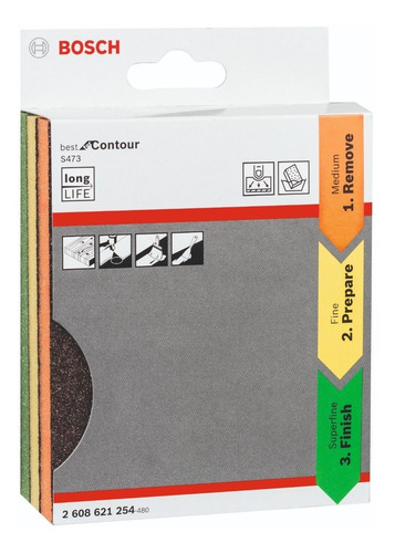 Imagen 2 de 5 de Set De Esponjas Abrasivas Bosch Superfino, Fino Y Medio