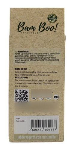 Imagen 4 de 9 de Jabón Natural Yogurt Con Manzanilla 100 G Bam Boo! Lifestyle