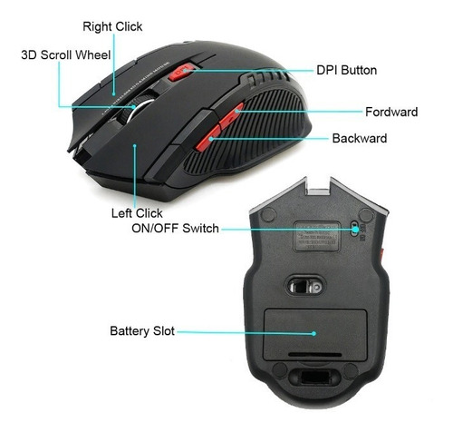 Mouse Gamer 2000dpi Sem Fio Para Computador Notebook Pc Tv