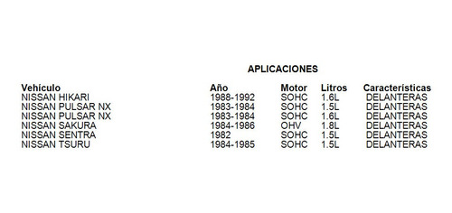 Balatas Delanteras Sakura 1984 Fritec 1.8l Nissan