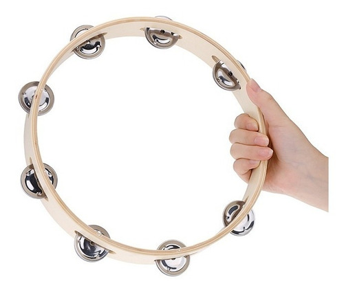 Pandero Madera Simple 1 Fila 10 Pulgadas De Diametro Mitello