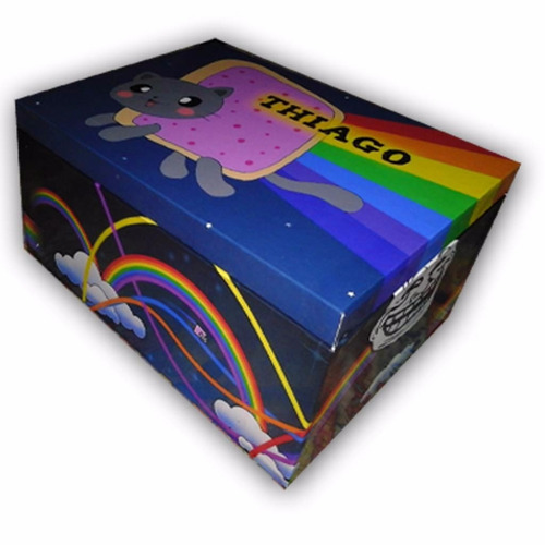 Imagen 3 de 6 de Nyan Cat Cofre De Madera Personalizado (15x15x10)