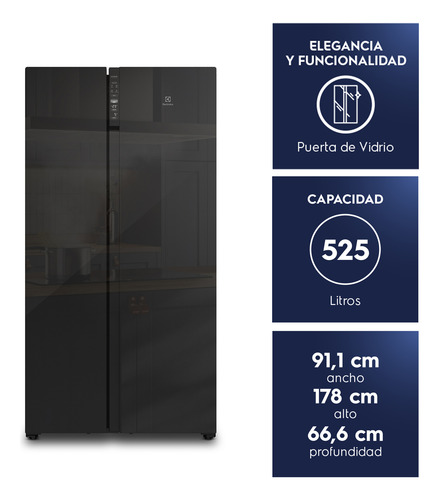 Refrigerador 525l No Frost Side By Side Inverter Es5gb Black