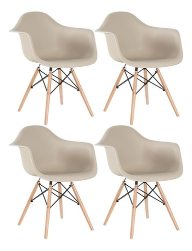 4 Cadeiras Cozinha Eames Wood Daw  Com Braços  Cores Estrutura Da Cadeira Nude