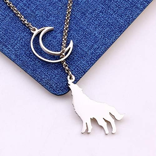 Lua Crescente Lobo Lariat Y Colar Lobo Uivando Para A Lua C