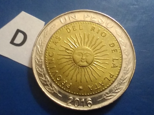 Moneda De 1 Un Peso Año 2016 De La República Argentina 