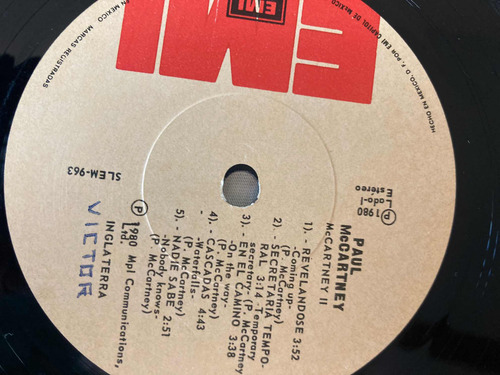Paul Mccartney / Mccartney Ii Lp Vinilo 1980 Mx (Usado)