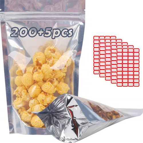 200 Bolsas Stand Up Pouch Cierre Plata-transparente 150 Grs