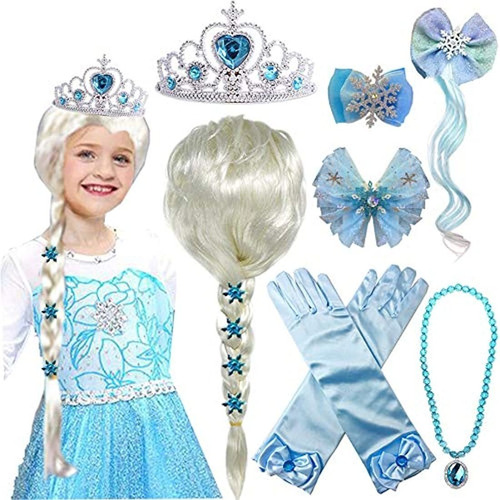 Princesa Elsa Peluca Frozen Elsa Trenza Con Princesa Tiara C