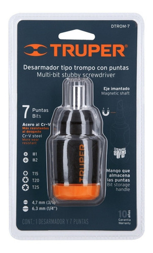 Imagen 3 de 10 de Mini Destornillador Tipo Trompo Portapuntas Con 7 Puntas