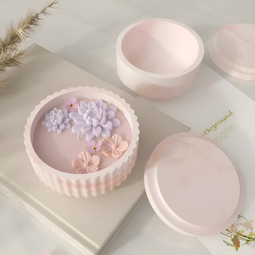 Kit 2 Moldes Pote Liso E Riscado Pequeno Resina Gesso Vela Cor Branco