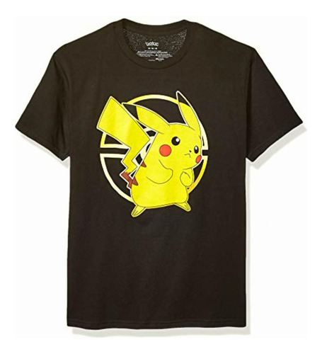 Pokemon Pikachu Poké Ball Icon Trainer Playera, Negro -, Color Black