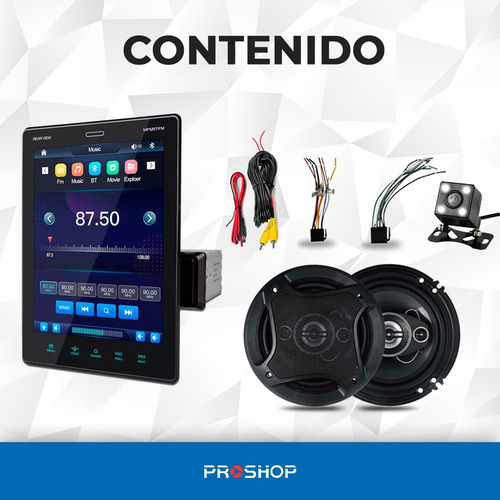 Imagen 10 de 10 de Combo Estereo Stereo Pantalla Tactil Din Parlantes 16 Cm