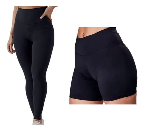 Pack Deportivo Calza Larga + Calza Corta Short Lycra Mujer