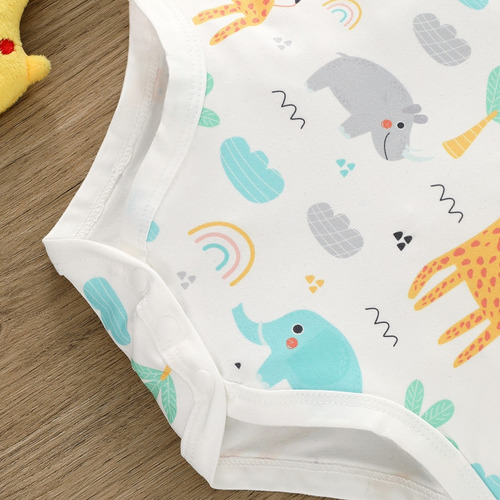 Conjunto Verano Con Estampado Animales Y Overol Para Bebé Marrón Oscuro 3-6 M
