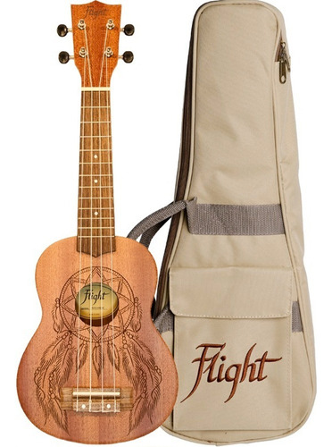 Flight Nus350 Dc Ukulele Soprano Sapelli Africano Con Funda Color Marrón