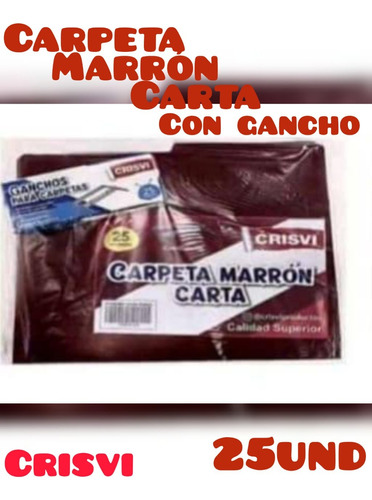 Carpeta Marrón Carta C/gancho Paq 25 Und