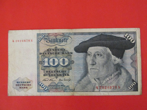 Billete Republica Federal Alemana 100 Marcos Año 1970 Escaso