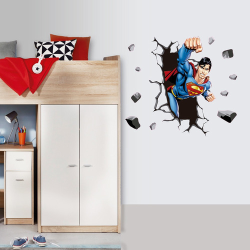 Imagen 1 de 2 de Vinilos Decorativos Superheroes Superman Atravesando Pared