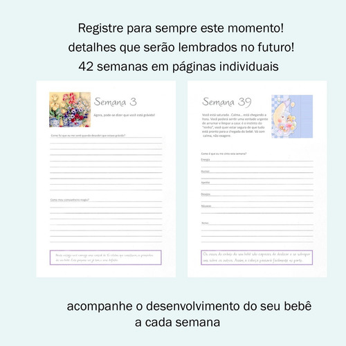 Imagem 2 de 4 de Diário De Gravidez Agenda Completa Para Acompanhar Gestação
