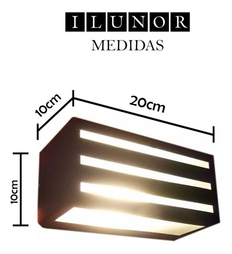 Imagen 3 de 7 de Lampara Bidireccional 1 Luz Pared Led Exterior E27 3001