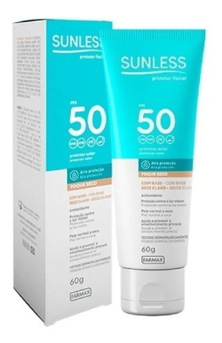 Protetor Solar Facial Fps50 Sunless Com Base 60g Toque Seco Cor Bege Claro