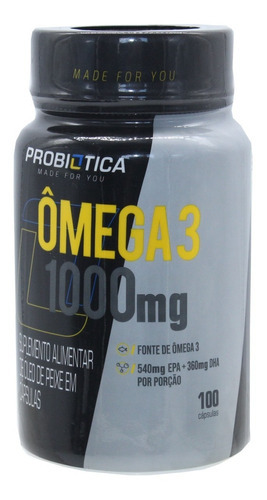 Oleo De Peixe Suplemento Omega 3 Vitamina Probiotica 100 Cap Sabor Natural