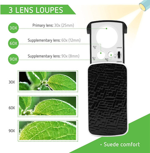 L 2pcs Lupa Joyería Con Led Para Joyeros Relojeros Ingeniero
