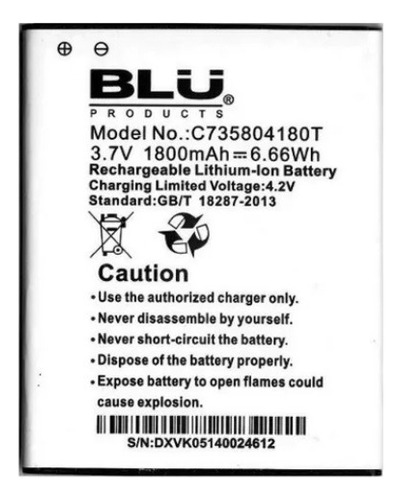 Batería Compatible Con Blu Life Play C735804180t De 1800mah