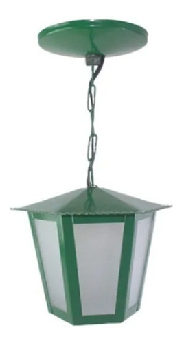 Luminária Pendente Externo Colonial Sextavado L3c Verde 110V/220V