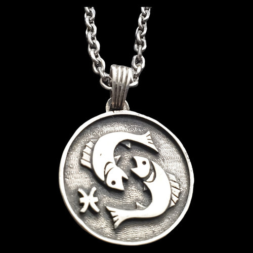 Dije Signo Piscis Del Zoodiaco En Plata 3 Cm Art 208 